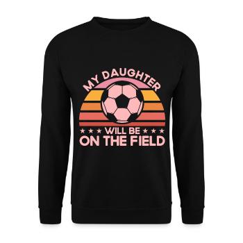 Sportfan Fußball Mama Fußball Geschenk - Unisex Pullover - Schwarz - Vorne - Alina (178cm) & Michal (187cm)