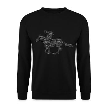 Dressour Herren Equestrian Reiter Horse Riding - Unisex Pullover - Schwarz - Vorne - Alina (178cm) & Michal (187cm)