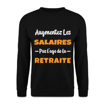 Augmentez les salaires pas l'Age de la Retraite - Sweat-shirt Unisexe - noir - Devant - Alina (178cm) & Michal (187cm)