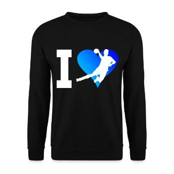 Handballspielen Damen Handballspieler Handballer - Unisex Pullover - Schwarz - Vorne - Alina (178cm) & Michal (187cm)