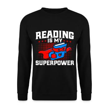 Reading is my superpower Read Book Gift - Unisex Sweatshirt - black - Front - Alina (178cm) & Michal (187cm)