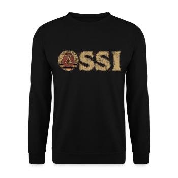 Ossi, DDR, Wappen, Osten, Geschenk - Unisex Pullover - Schwarz - Vorne - Alina (178cm) & Michal (187cm)