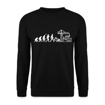 Evolution - Baustelle - Bauarbeiter - Unisex Pullover - Schwarz - Vorne - Alina (178cm) & Michal (187cm)