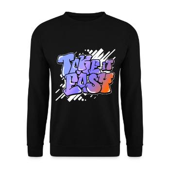 Take it Easy English Sayings Motivate Graffiti - Unisex Sweatshirt - black - Front - Alina (178cm) & Michal (187cm)