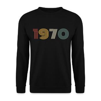 1970 Rétro Style 1970 Anniversaire 1970 Millésime - Sweat-shirt Unisexe - noir - Devant - Alina (178cm) & Michal (187cm)
