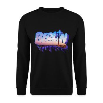 Berlin Graffiti Schriftzug - Unisex Pullover - Schwarz - Vorne - Alina (178cm) & Michal (187cm)
