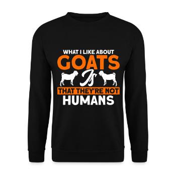 What I like about goats Goat gift - Unisex Sweatshirt - black - Front - Alina (178cm) & Michal (187cm)