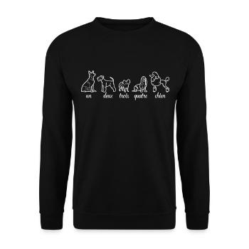 un deux trois quatre chien funny french dog dogs - Unisex Sweatshirt - black - Front - Alina (178cm) & Michal (187cm)
