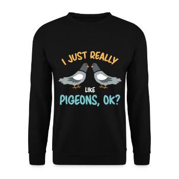 Pigeons Pigeons Pigeon Lovers Gift - Unisex Sweatshirt - black - Front - Alina (178cm) & Michal (187cm)