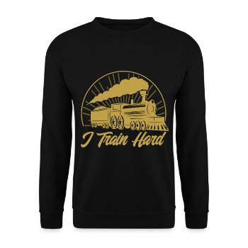 Model Railway Trains Engine Driver Gift - Unisex Sweatshirt - black - Front - Alina (178cm) & Michal (187cm)
