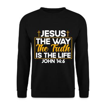 Inspiring Christian Jesus God Gift - Unisex Sweatshirt - black - Front - Alina (178cm) & Michal (187cm)