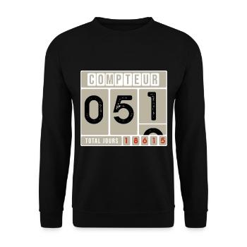 51 ANS AU COMPTEUR, anniversaire 51 ans - Sweat-shirt Unisexe - noir - Devant - Alina (178cm) & Michal (187cm)