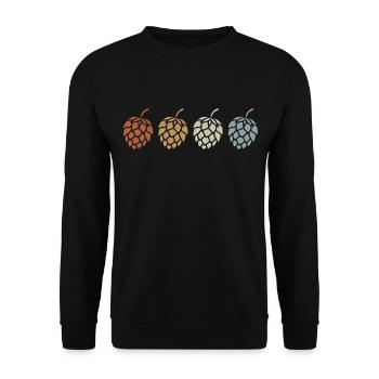 Retro - Hopfen - Bierkenner - Bier - Brauen - Unisex Pullover - Schwarz - Vorne - Alina (178cm) & Michal (187cm)
