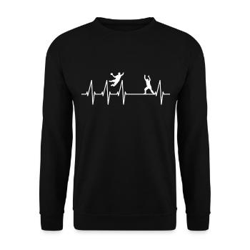 Handball Spiel Herzschlag Handball Torwart Spieler - Unisex Pullover - Schwarz - Vorne - Alina (178cm) & Michal (187cm)