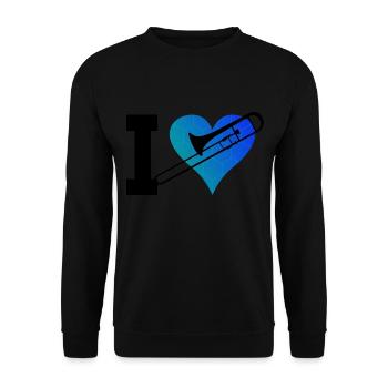 Blaskapelle Blechblasinstrument Tenorposaune - Unisex Pullover - Schwarz - Vorne - Alina (178cm) & Michal (187cm)