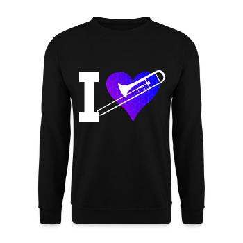 Trombone Ténor Hommes Trombone Brass Band - Sweat-shirt Unisexe - noir - Devant - Alina (178cm) & Michal (187cm)