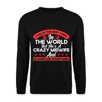 Midwife Obstetrician LD Work Gift - Unisex Sweatshirt - black - Front - Alina (178cm) & Michal (187cm)