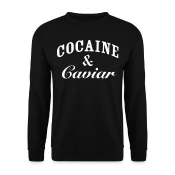 Kokain- und Kaviar-Grafik - Unisex Pullover - Schwarz - Vorne - Alina (178cm) & Michal (187cm)