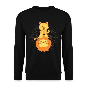 Katze Spiegelbild Löwe, glaube an dich, shirt süss - Unisex Pullover - Schwarz - Vorne - Alina (178cm) & Michal (187cm)