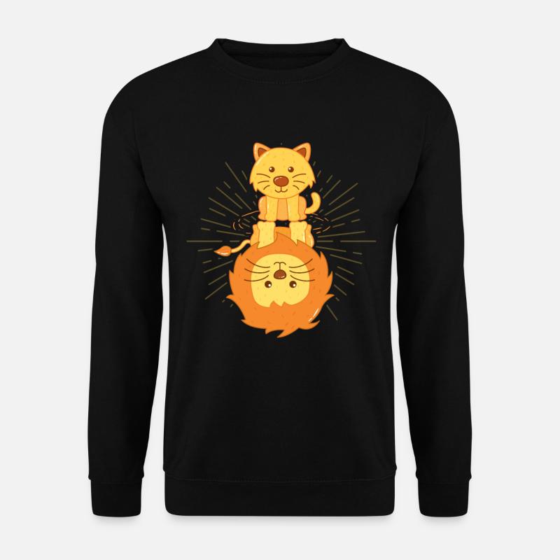 Katze Spiegelbild Löwe, glaube an dich, shirt süss - Unisex Pullover - Schwarz