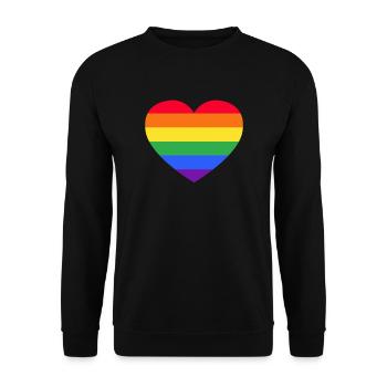 Regenbogen, LGBT, Rainbow, Gay Pride, Love, Herz - Unisex Pullover - Schwarz - Vorne - Alina (178cm) & Michal (187cm)