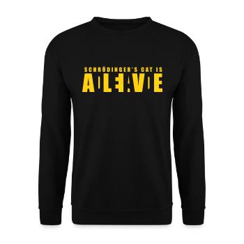 Chat de Schrödinger - Mort ou Vivant - Sweat-shirt Unisexe - noir - Devant - Alina (178cm) & Michal (187cm)