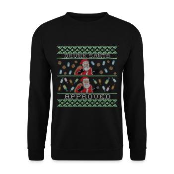 DRUNK SANTA APPROVED - Unisex Sweatshirt - black - Front - Alina (178cm) & Michal (187cm)