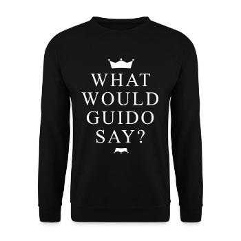 What Would Guido Say? Fan Fun mit Krönchen weiß - Unisex Sweatshirt - black - Front - Alina (178cm) & Michal (187cm)