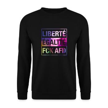 Liberté Égalité FCK AFD Shirt - Unisex Sweatshirt - black - Front - Alina (178cm) & Michal (187cm)