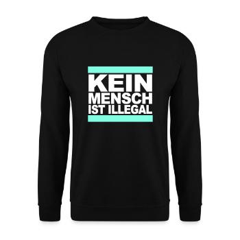 Kein Mensch ist illegal - Gegen Rechts - FCK NZS - Unisex Pullover - Schwarz - Vorne - Alina (178cm) & Michal (187cm)