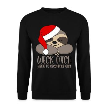 Paresseux Réveille-moi quand il y a des cadeaux - Sweat-shirt Unisexe - noir - Devant - Alina (178cm) & Michal (187cm)