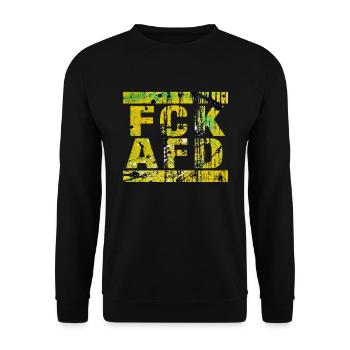 Gegen Nazis - FCK AFD - Gegen Rechts - Vintage - Unisex Pullover - Schwarz - Vorne - Alina (178cm) & Michal (187cm)