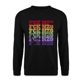 Contre les Nazis - FCK NZS - Contre la droite - Vintage - Sweat-shirt Unisexe - noir - Devant - Alina (178cm) & Michal (187cm)