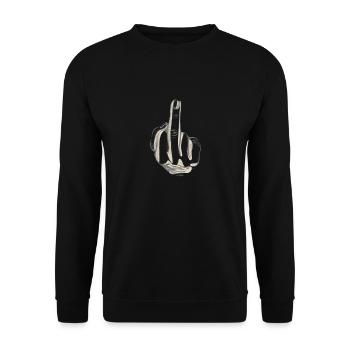 Mittelfinger Mittel Finger Stinkefinger Fuck You - Unisex Pullover - Schwarz - Vorne - Alina (178cm) & Michal (187cm)