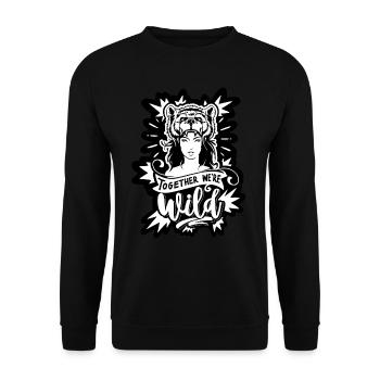 Echte Frauen sind Mutig - Unisex Pullover - Schwarz - Vorne - Alina (178cm) & Michal (187cm)