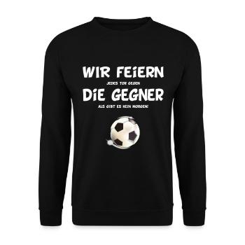 Fußball - Wir feiern die Gegner - Unisex Pullover - Schwarz - Vorne - Alina (178cm) & Michal (187cm)