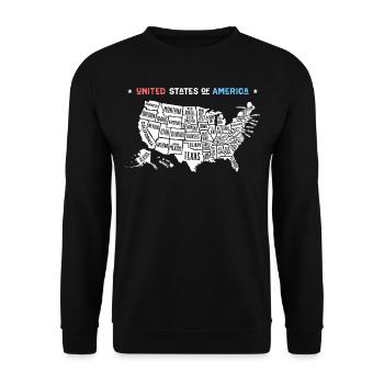 American Map Graphic Art - Unisex Sweatshirt - black - Front - Alina (178cm) & Michal (187cm)