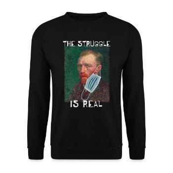 Van Gogh Masque drôle social distancing cadeau - Sweat-shirt Unisexe - noir - Devant - Alina (178cm) & Michal (187cm)