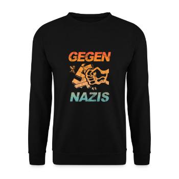 Contre les Nazis - FCK NZS - Contre la droite - Vintage - Sweat-shirt Unisexe - noir - Devant - Alina (178cm) & Michal (187cm)