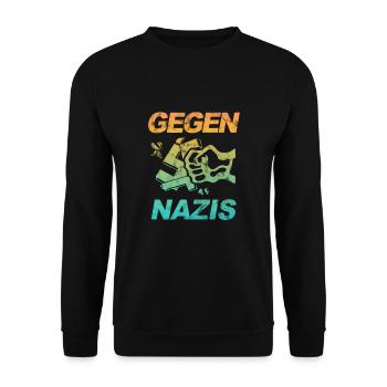 Contre les Nazis - FCK NZS - Contre la droite - Vintage - Sweat-shirt Unisexe - noir - Devant - Alina (178cm) & Michal (187cm)