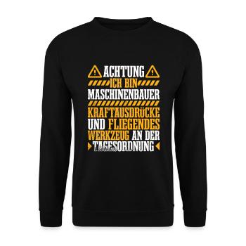 Maschinenbau Handwerk Maschinenbauer Geschenk - Unisex Pullover - Schwarz - Vorne - Alina (178cm) & Michal (187cm)