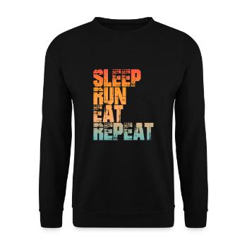 For runners: SLEEP, RUN, EAT, REPEAT - Unisex Sweatshirt - black - Front - Alina (178cm) & Michal (187cm)