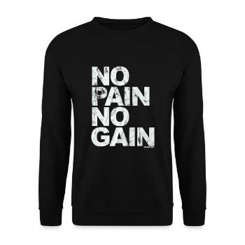 No Pain No Gain - Training Fitness Männer Frauen - Unisex Pullover - Schwarz - Vorne - Alina (178cm) & Michal (187cm)