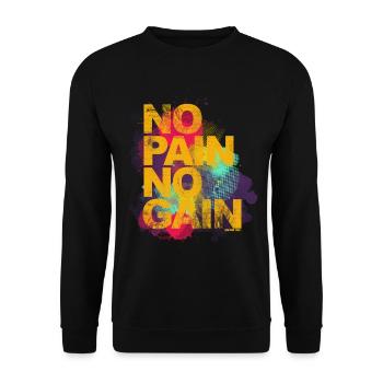 No Pain No Gain - Séances de fitness hommes femmes - Sweat-shirt Unisexe - noir - Devant - Alina (178cm) & Michal (187cm)