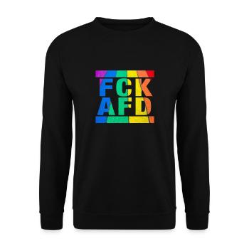 Contre les nazis - FCK AFD - Contre la droite - LGBTQ - Sweat-shirt Unisexe - noir - Devant - Alina (178cm) & Michal (187cm)