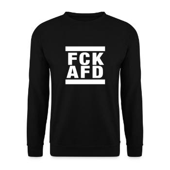 Against Nazis - FCK AFD - Against The Right - Unisex Sweatshirt - black - Front - Alina (178cm) & Michal (187cm)