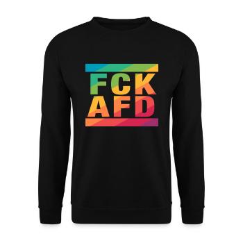 Contre les nazis - FCK AFD - Contre la droite - LGBTQ - Sweat-shirt Unisexe - noir - Devant - Alina (178cm) & Michal (187cm)