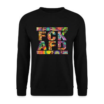 Gegen Nazis - FCK AFD - Gegen Rechts - Bunt - Unisex Pullover - Schwarz - Vorne - Alina (178cm) & Michal (187cm)