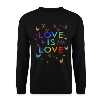 L’amour, c’est l’amour ! Déclaration Gay Pride LGBTQI+ - Sweat-shirt Unisexe - noir - Devant - Alina (178cm) & Michal (187cm)