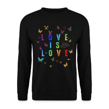 L’amour, c’est l’amour ! Déclaration Gay Pride LGBTQI+ - Sweat-shirt Unisexe - noir - Devant - Alina (178cm) & Michal (187cm)